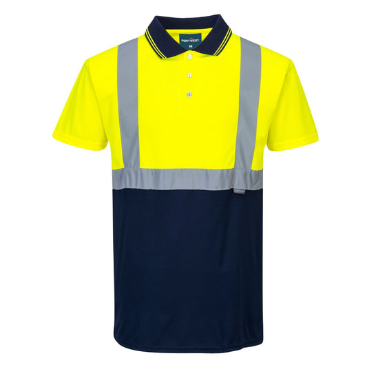 Portwest Poloshirts S479 HiVis UPF50+ UV geel-marineblauw(YN)