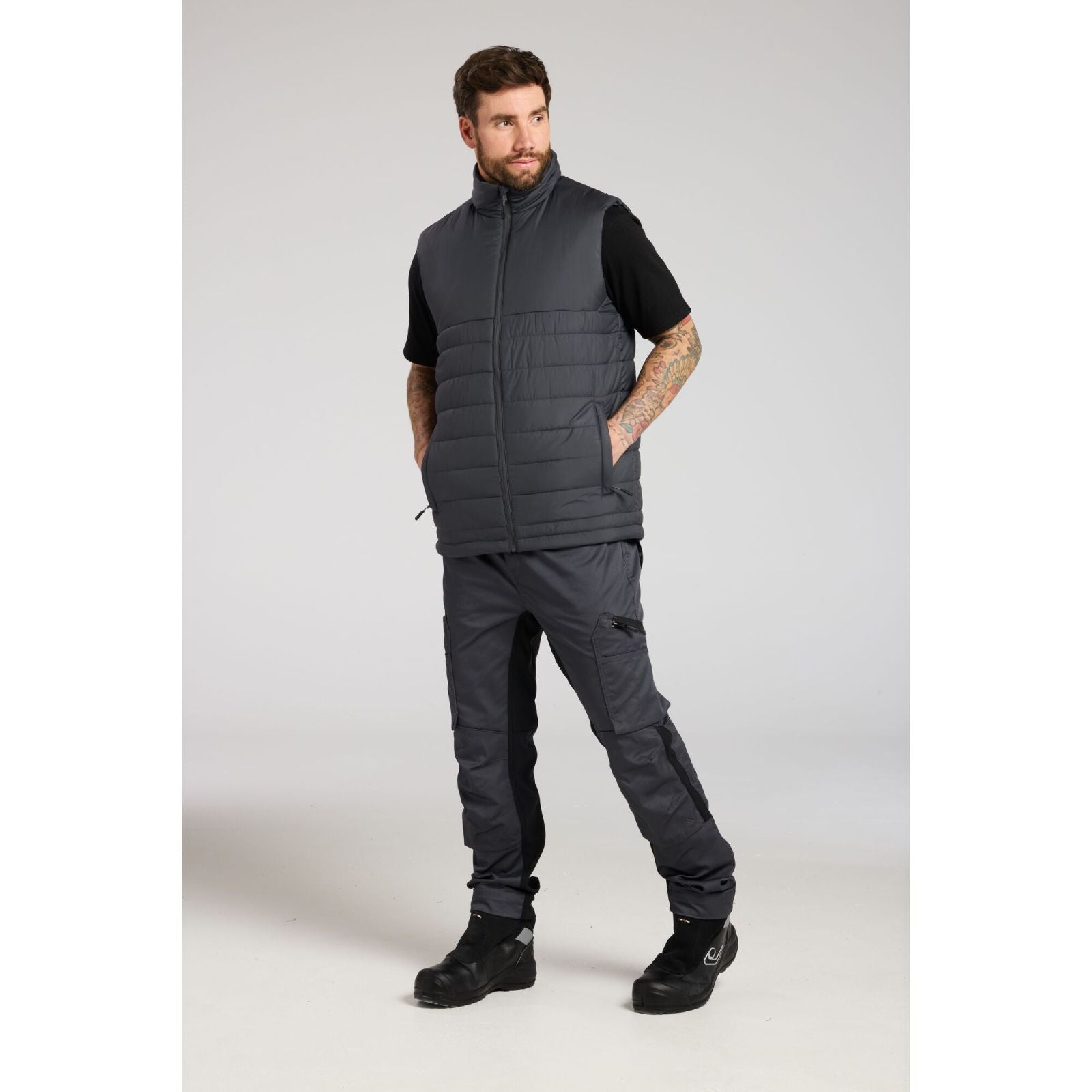 Portwest Klassieke Regenkleding Bescherming Tegen Alle Weersomstandigheden Gilet S606 professioneel gevoerd baffle metaalgrijs(MG)