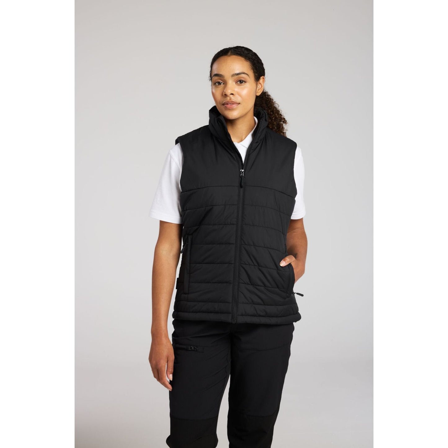 Portwest Dames regenkleding Alle Weersomstandigheden Gilet S607 professioneel dames gevoerd baffle zwart(BK)