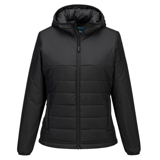 Portwest Dames regenkleding Bescherming Tegen Alle Weersomstandigheden Jas S613 professioneel dames capuchon gevoerd baffle zwart(BK)