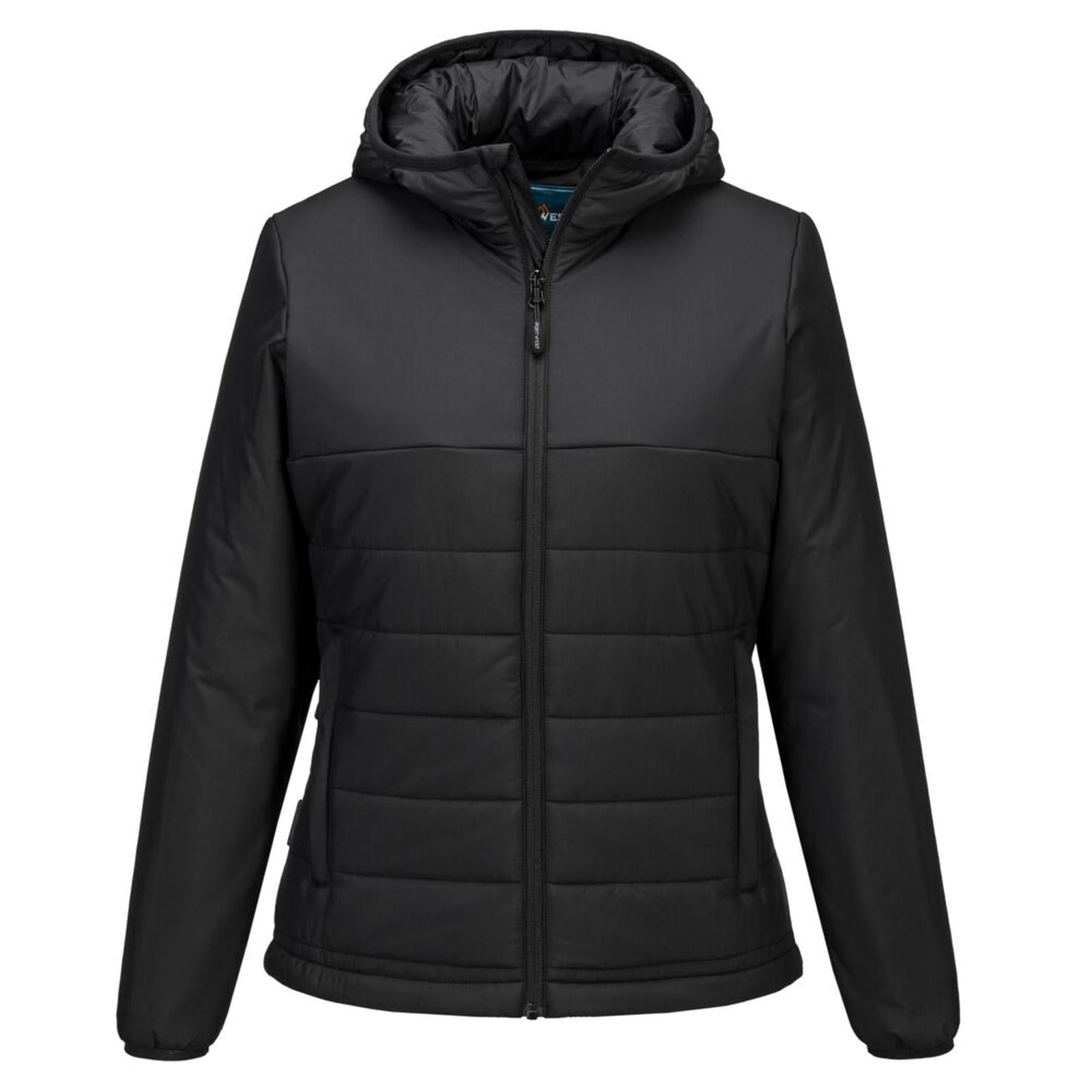 Portwest Dames regenkleding Bescherming Tegen Alle Weersomstandigheden Jas S613 professioneel dames capuchon gevoerd baffle zwart(BK)