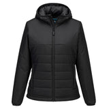 Portwest Dames regenkleding Alle Weersomstandigheden Jas S613 professioneel dames capuchon gevoerd baffle zwart(BK)