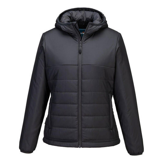 Portwest Dames regenkleding Bescherming Tegen Alle Weersomstandigheden Jas S613 professioneel dames capuchon gevoerd baffle metaalgrijs(MG)