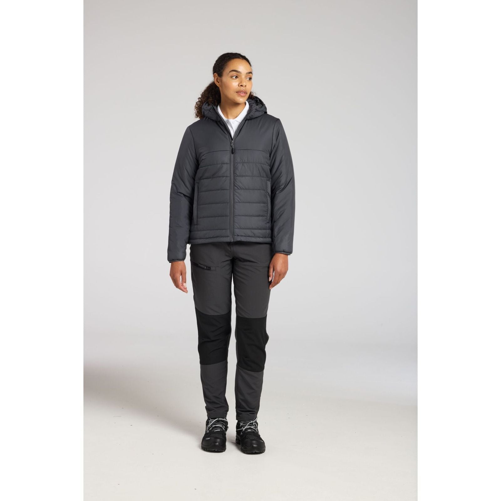 Portwest Dames regenkleding Alle Weersomstandigheden Jas S613 professioneel dames capuchon gevoerd baffle metaalgrijs(MG)