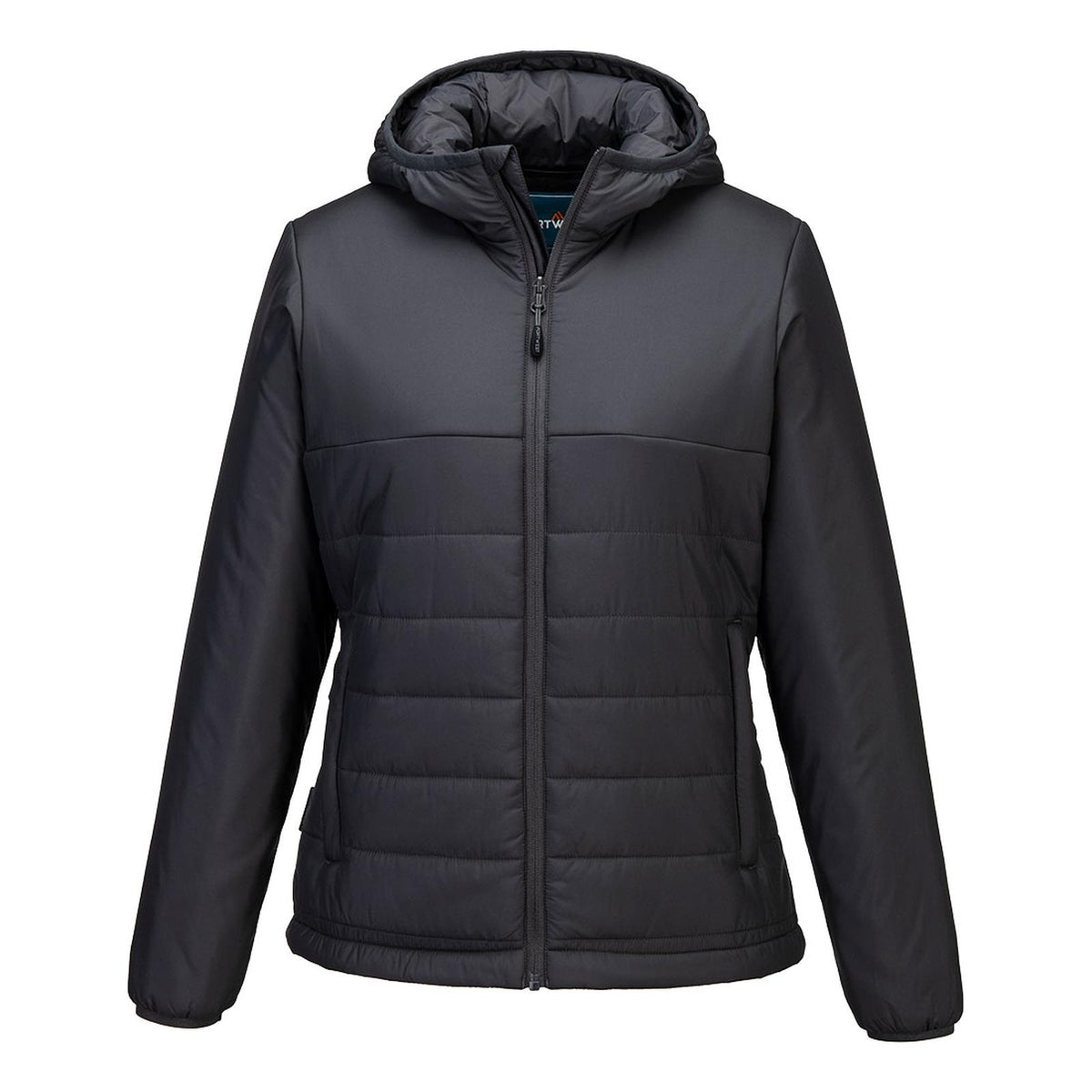 Portwest Dames regenkleding Bescherming Tegen Alle Weersomstandigheden Jas S613 professioneel dames capuchon gevoerd baffle metaalgrijs(MG)