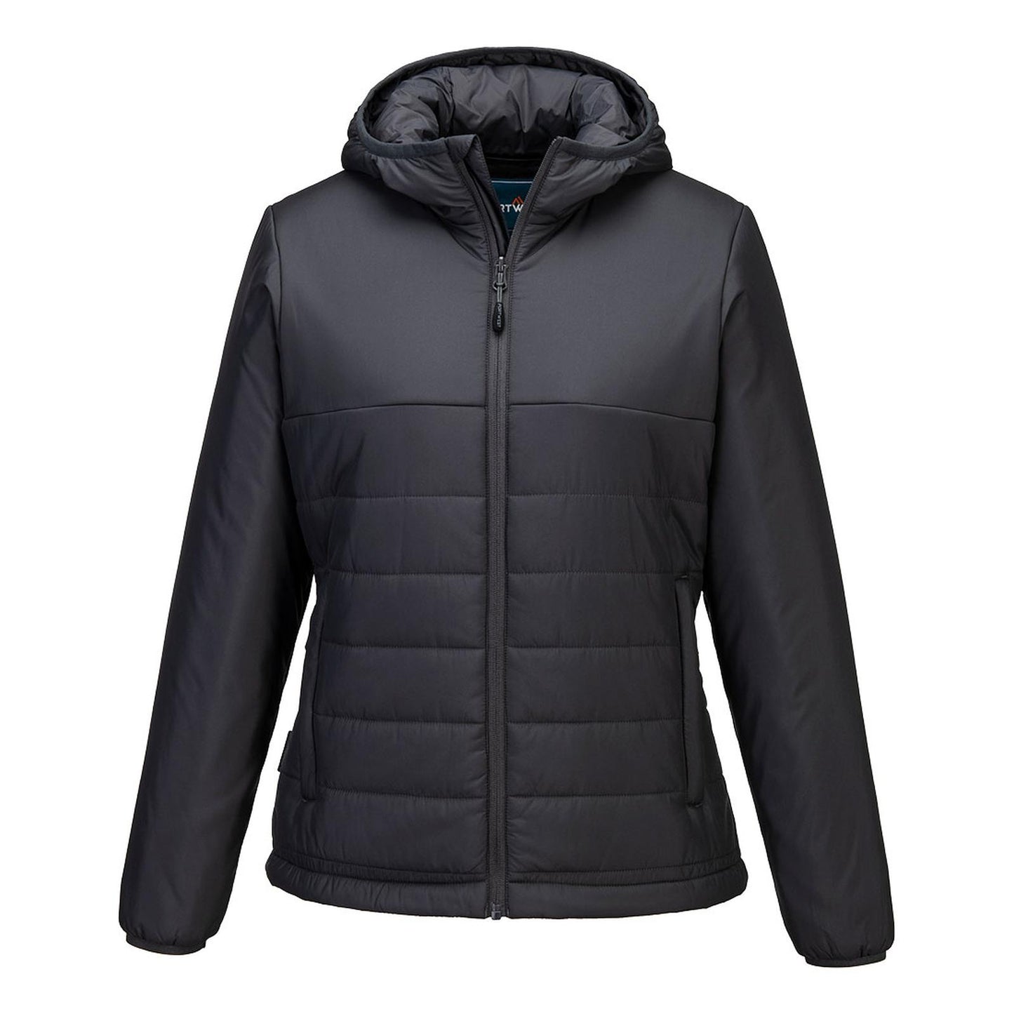 Portwest Dames regenkleding Bescherming Tegen Alle Weersomstandigheden Jas S613 professioneel dames capuchon gevoerd baffle metaalgrijs(MG)