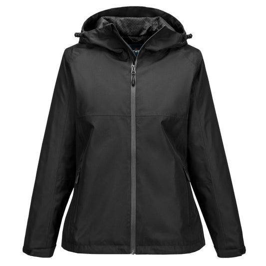 Portwest Dames regenkleding Alle Weersomstandigheden Regenjack S614 professioneel dames zwart(BK)