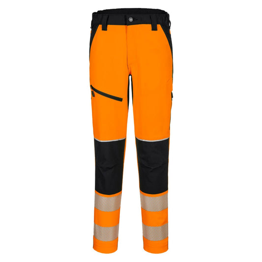 Portwest PW3 Hoge zichtbaarheid Broek T140 Hi-Vis stretch oranje-zwart(OB)