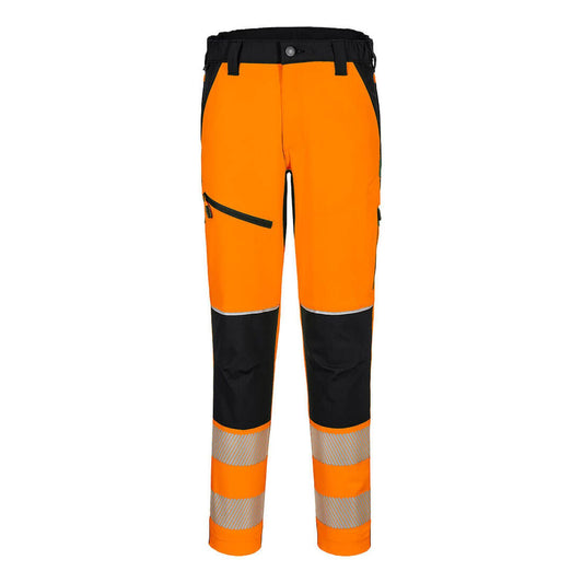 Portwest PW3 Hoge zichtbaarheid Broek T140 Hi-Vis stretch oranje-zwart(OB)