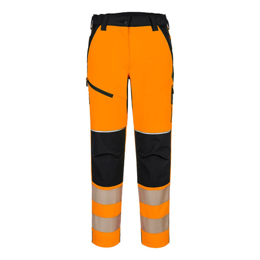Portwest PW3 Hoge zichtbaarheid Broek T141 Hi-Vis stretch dames oranje-zwart(OB)