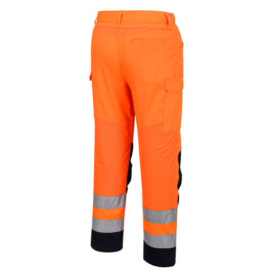 Portwest Hi-Vis Werkkleding Hoge zichtbaarheid Broek T143 Hi-Vis mesh paneel oranje-marineblauw(ON)