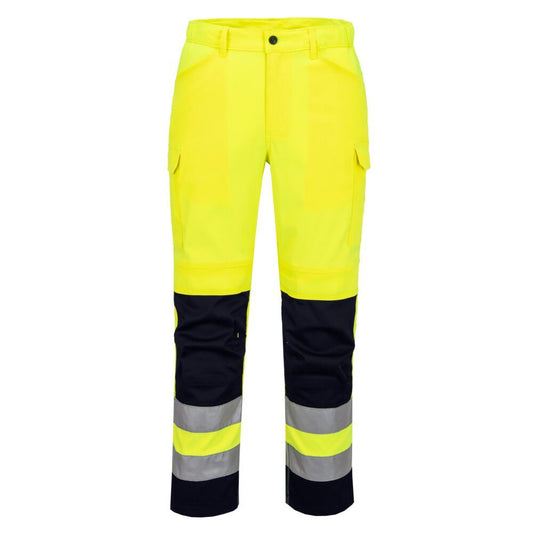 Portwest Hi-Vis Werkkleding Hoge zichtbaarheid Broek T143 Hi-Vis mesh paneel geel-marineblauw(YN)