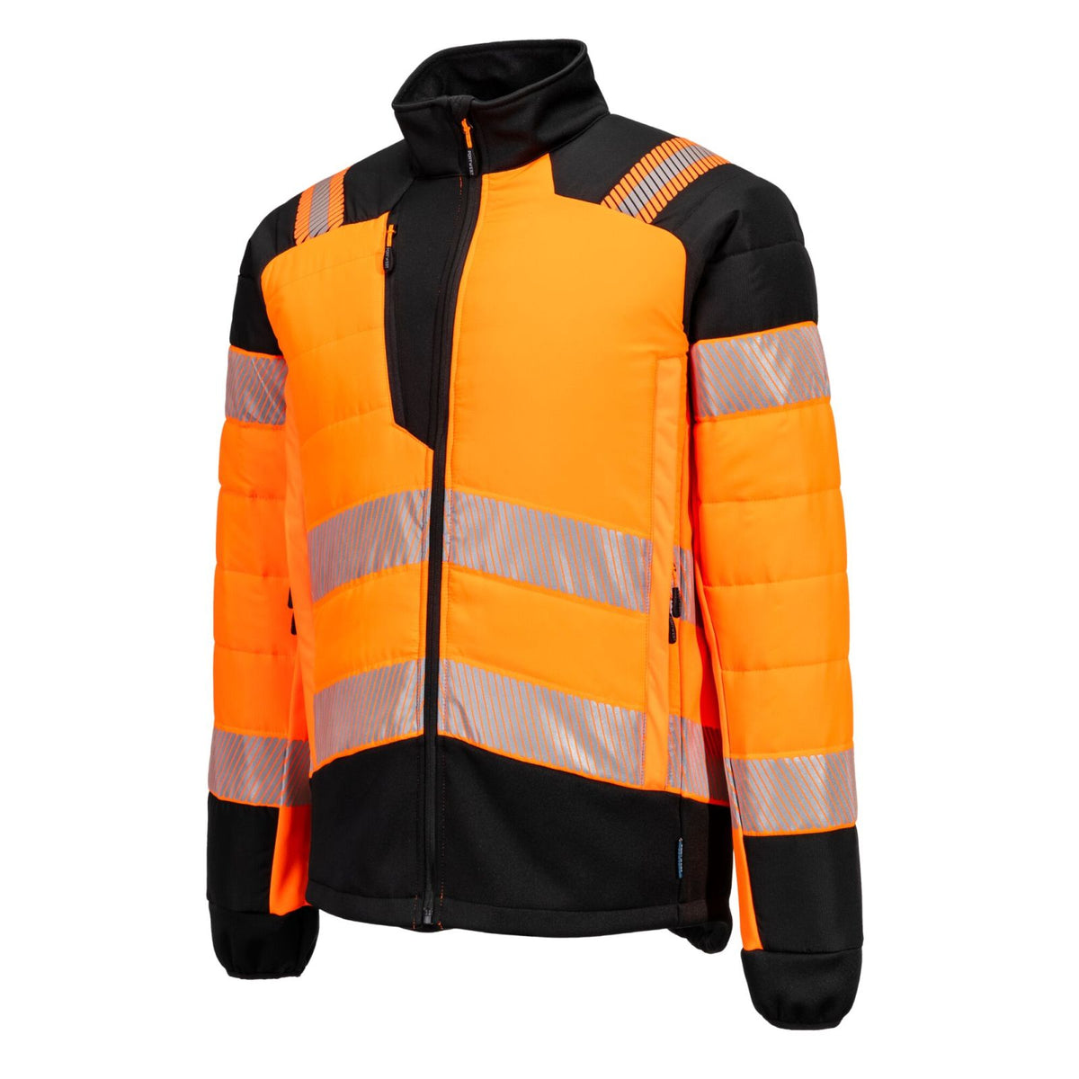Portwest PW3 Hoge zichtbaarheid Jack T170 baffle Hi-Vis hybride winddicht waterafstotend oranje-zwart(OB)