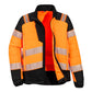 Portwest PW3 Hoge zichtbaarheid Jack T170 baffle Hi-Vis hybride winddicht waterafstotend oranje-zwart(OB)