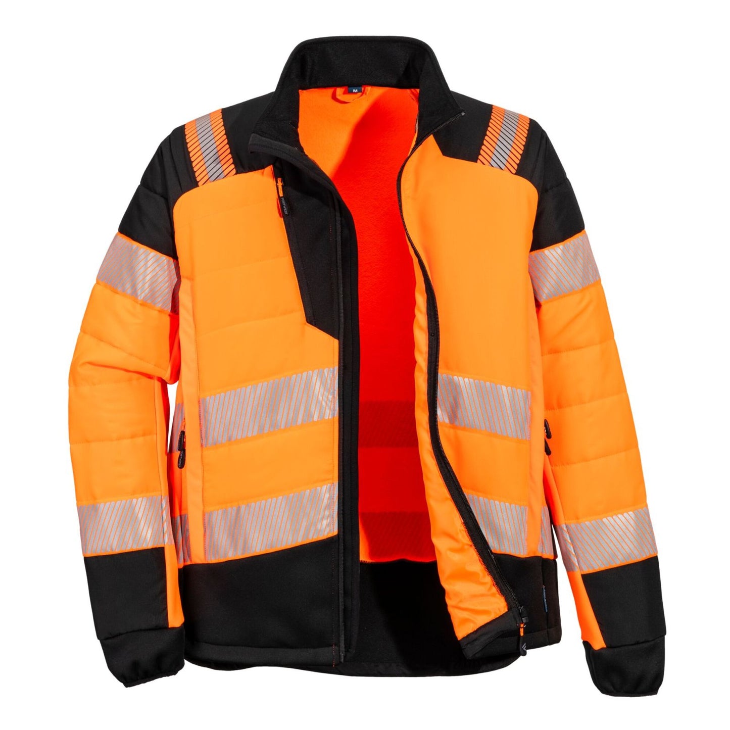 Portwest PW3 Hoge zichtbaarheid Jack T170 baffle Hi-Vis hybride winddicht waterafstotend oranje-zwart(OB)