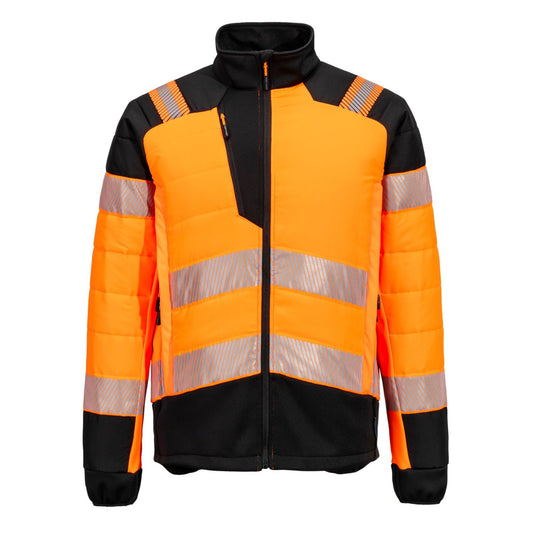 Portwest PW3 Hoge zichtbaarheid Jack T170 baffle Hi-Vis hybride winddicht waterafstotend oranje-zwart(OB)