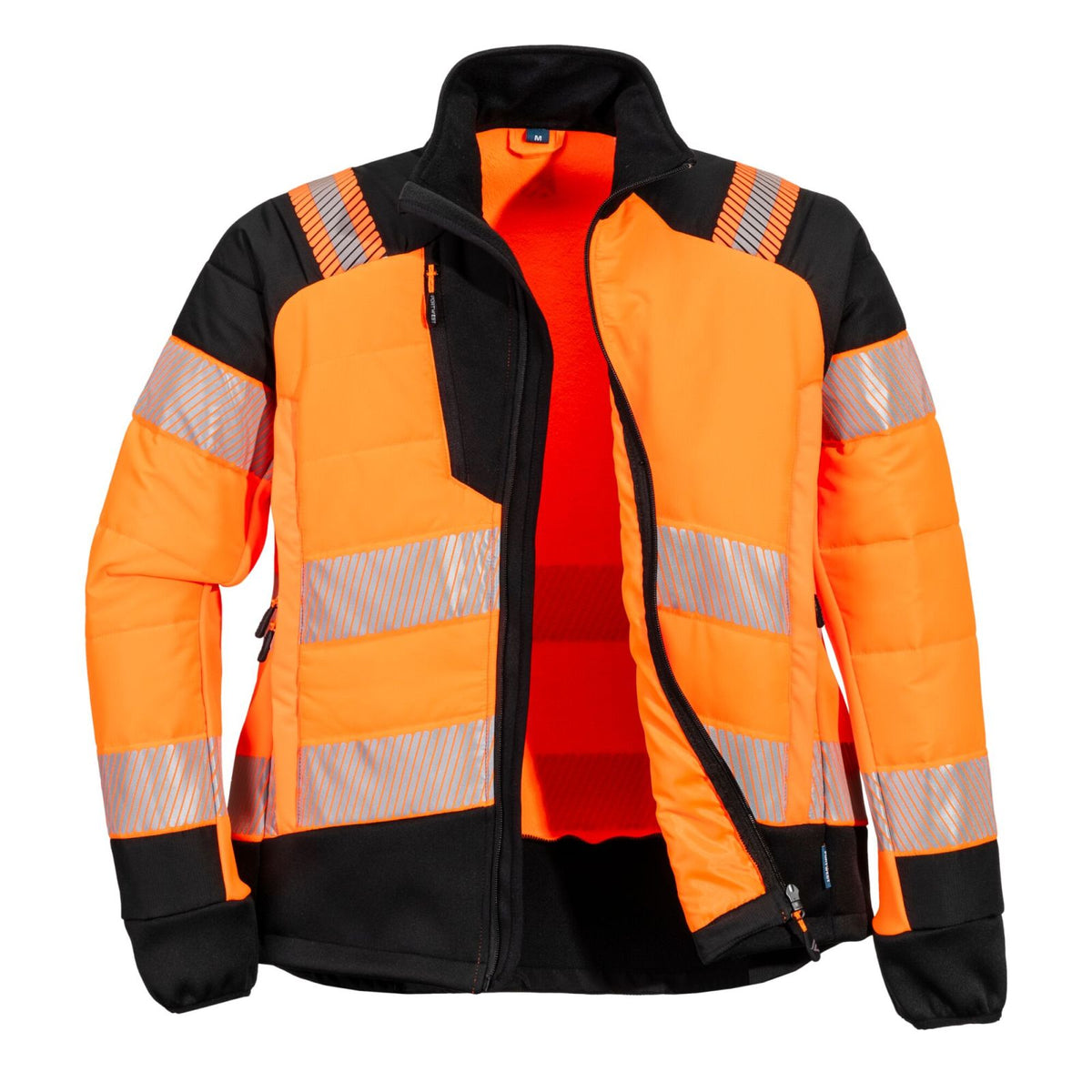 Portwest PW3 Hoge zichtbaarheid Jack T171 baffle Hi-Vis hybride winddicht waterafstotend dames oranje-zwart(OB)