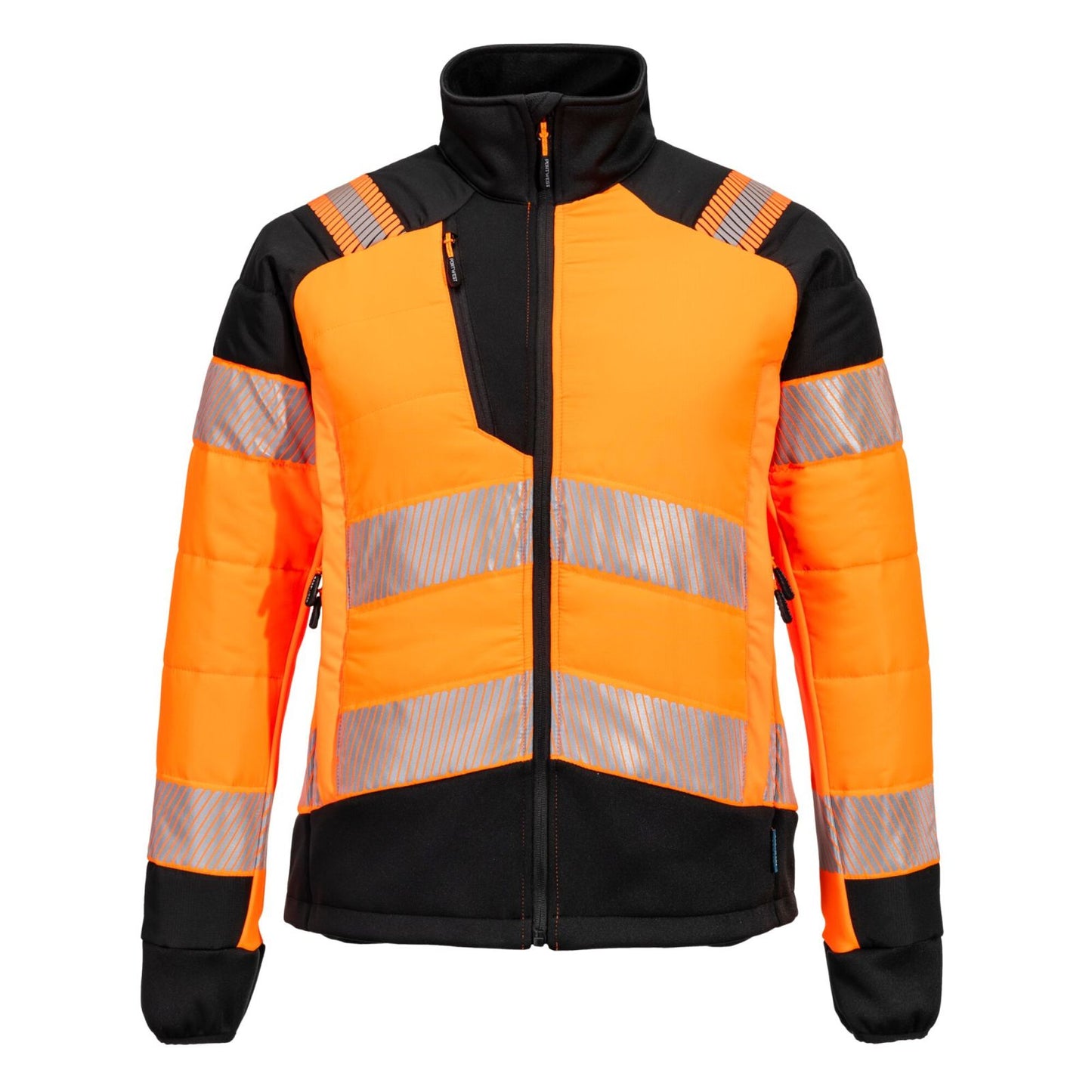 Portwest PW3 Hoge zichtbaarheid Jack T171 baffle Hi-Vis hybride winddicht waterafstotend dames oranje-zwart(OB)