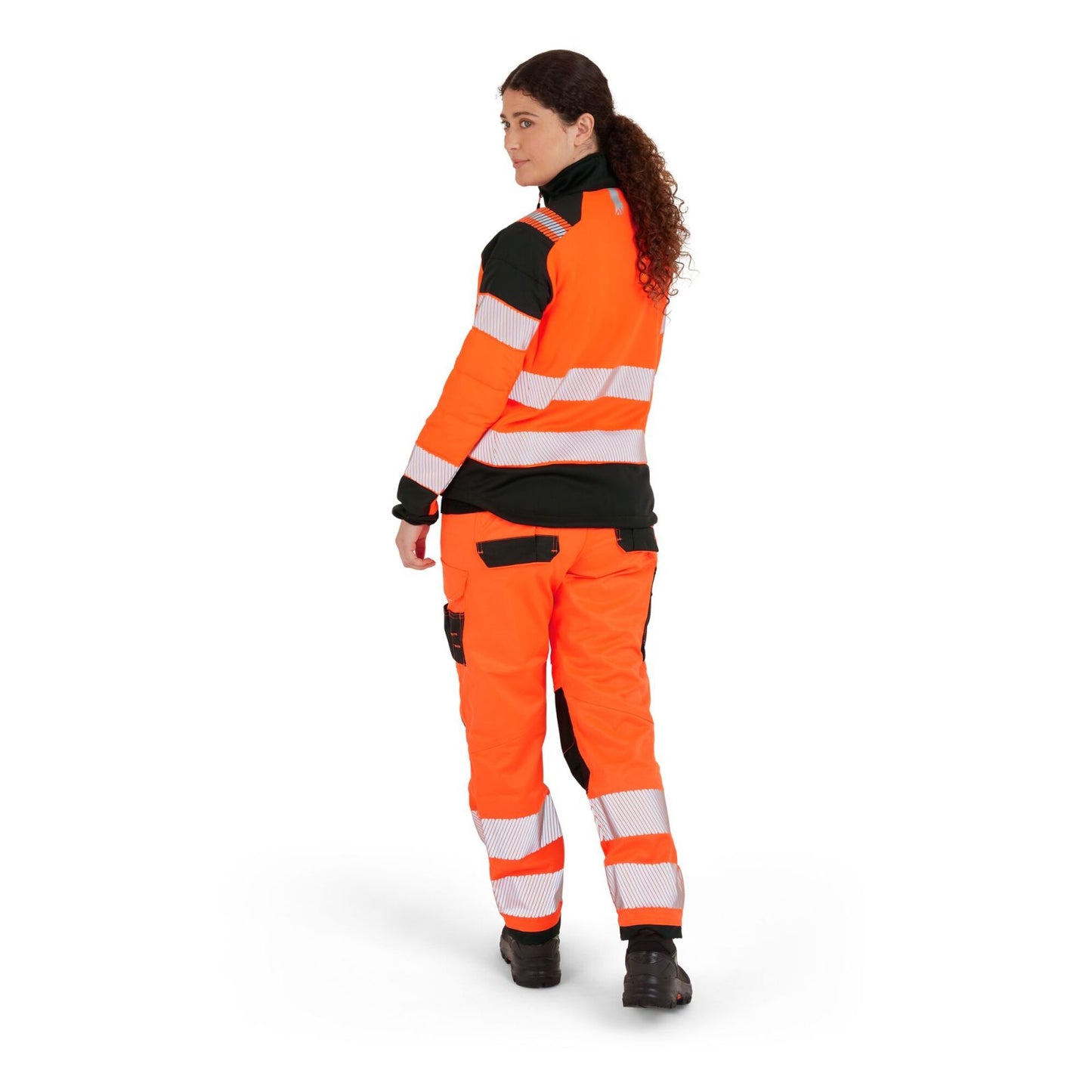 Portwest PW3 Hoge zichtbaarheid Jack T171 baffle Hi-Vis hybride winddicht waterafstotend dames oranje-zwart(OB)