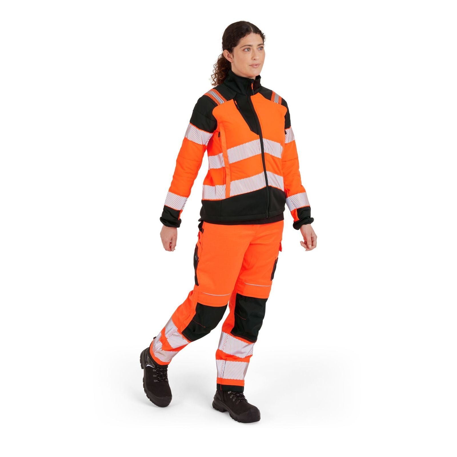 Portwest PW3 Hoge zichtbaarheid Jack T171 baffle Hi-Vis hybride winddicht waterafstotend dames oranje-zwart(OB)