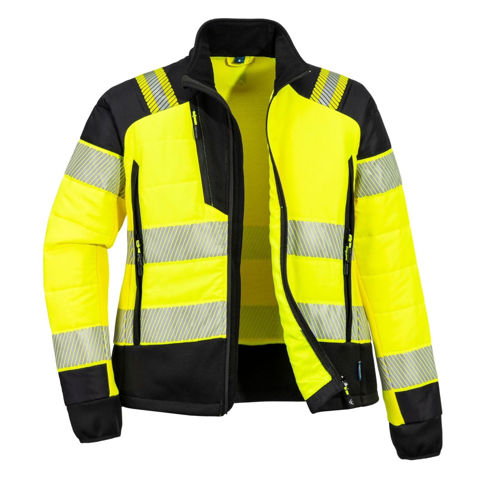 Portwest PW3 Hoge zichtbaarheid Jack T171 baffle Hi-Vis hybride winddicht waterafstotend dames geel-zwart(YB)