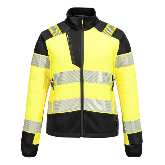 Portwest PW3 Hoge zichtbaarheid Jack T171 baffle Hi-Vis hybride winddicht waterafstotend dames geel-zwart(YB)