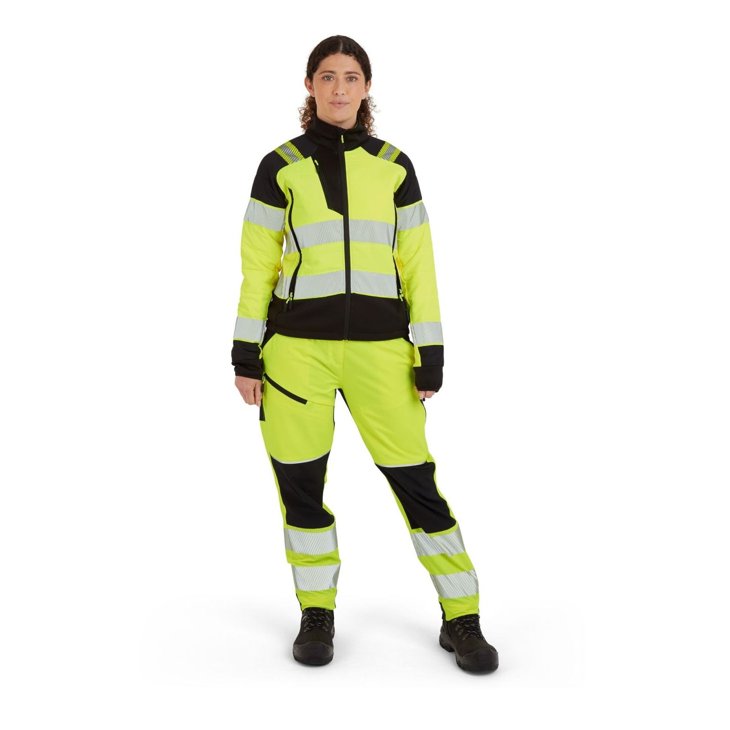 Portwest PW3 Hoge zichtbaarheid Jack T171 baffle Hi-Vis hybride winddicht waterafstotend dames geel-zwart(YB)