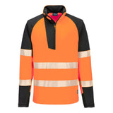 Portwest PW3 Hoge zichtbaarheid Sweatshirt T172 Hi-Vis 1/4 rits oranje-zwart(OB)