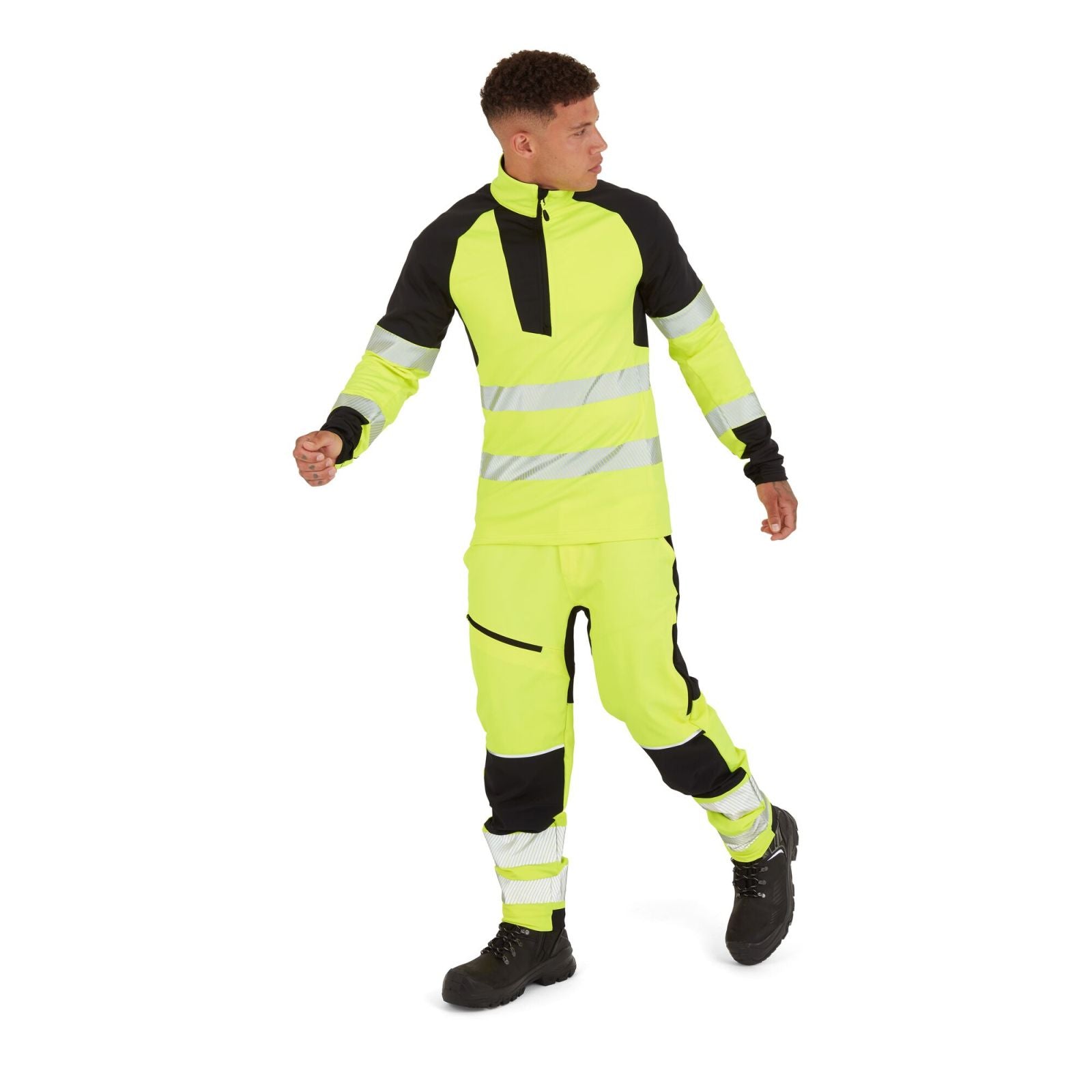 Portwest PW3 Hoge zichtbaarheid Sweatshirt T172 Hi-Vis 1/4 rits geel-zwart(YB)
