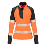 Portwest PW3 Hoge zichtbaarheid Sweatshirt T173 Hi-Vis 1/4 rits dames oranje-zwart(OB)
