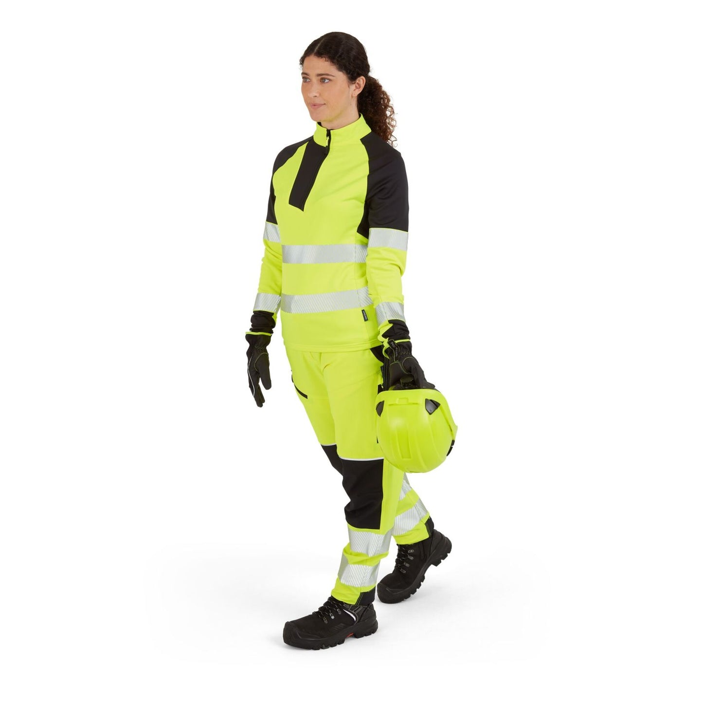 Portwest PW3 Hoge zichtbaarheid Sweatshirt T173 Hi-Vis 1/4 rits dames geel-zwart(YB)