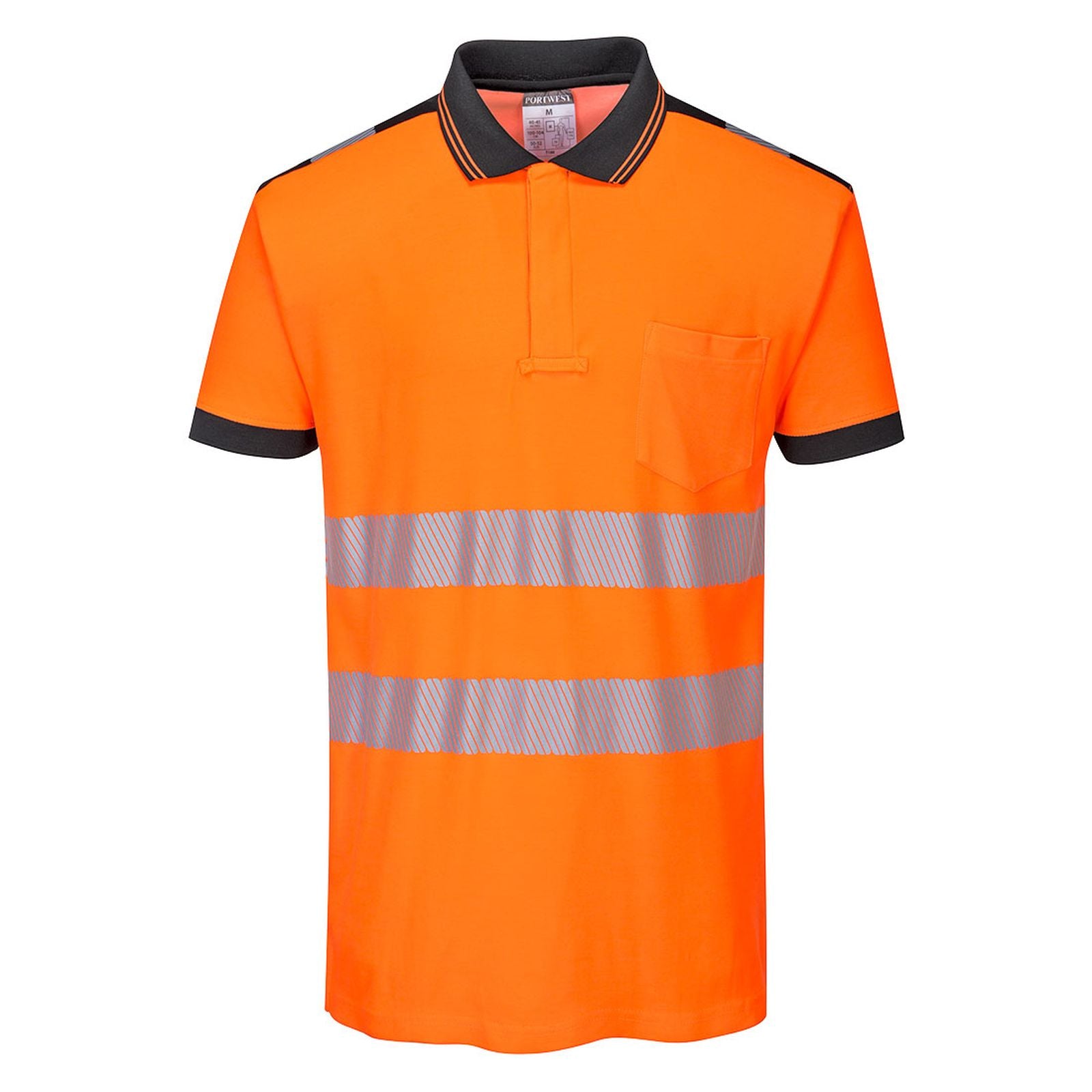 Portwest PW3 Poloshirts T180 oranje-zwart(OB)