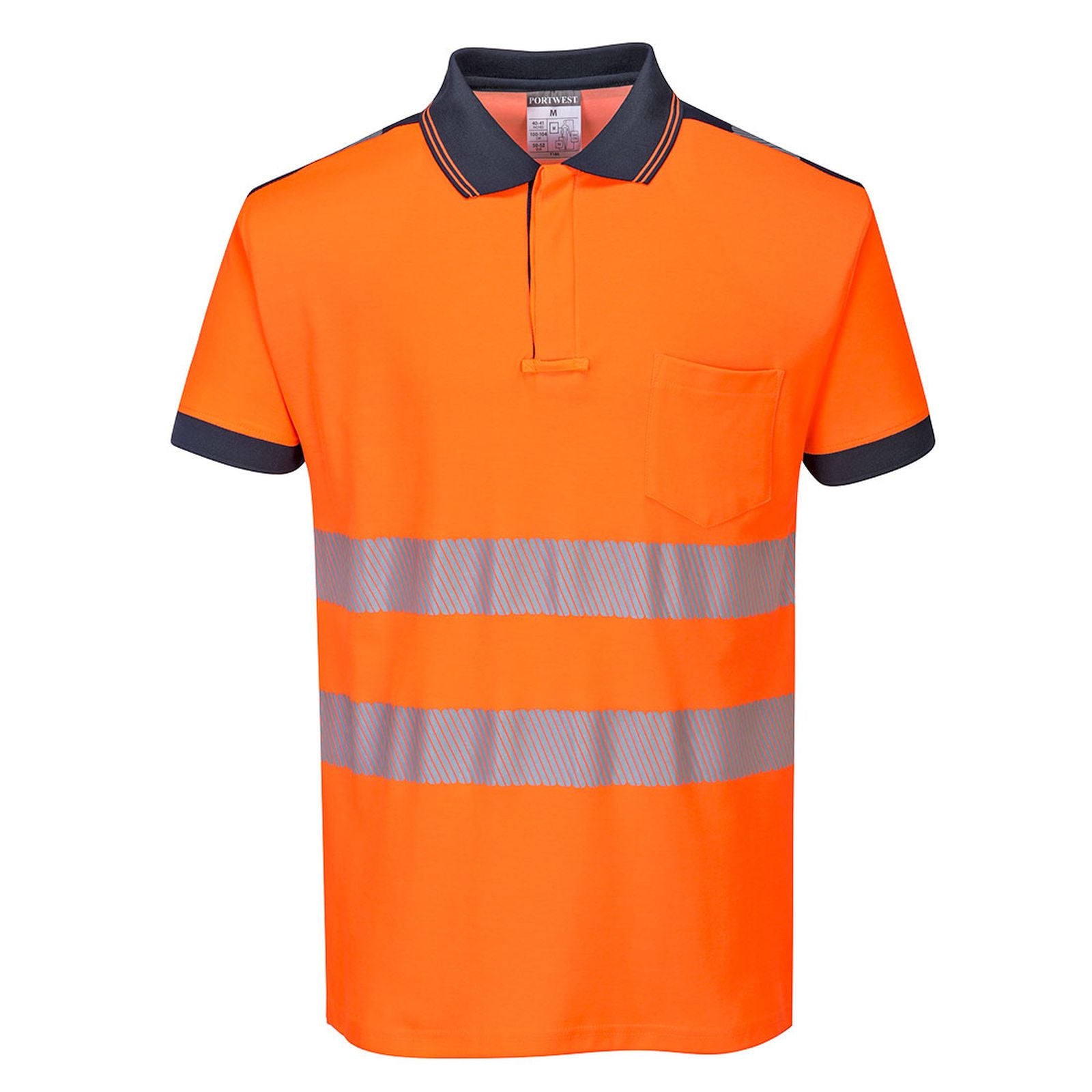 Portwest PW3 Poloshirts T180 oranje-marineblauw(ON)