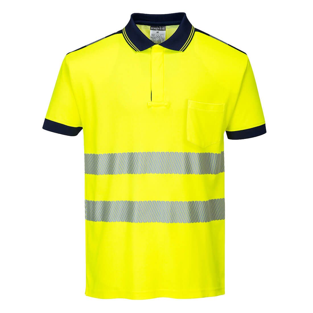 Portwest PW3 Poloshirts T180 geel-marineblauw(YN)