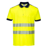 Portwest PW3 Poloshirts T180 geel-marineblauw(YN)