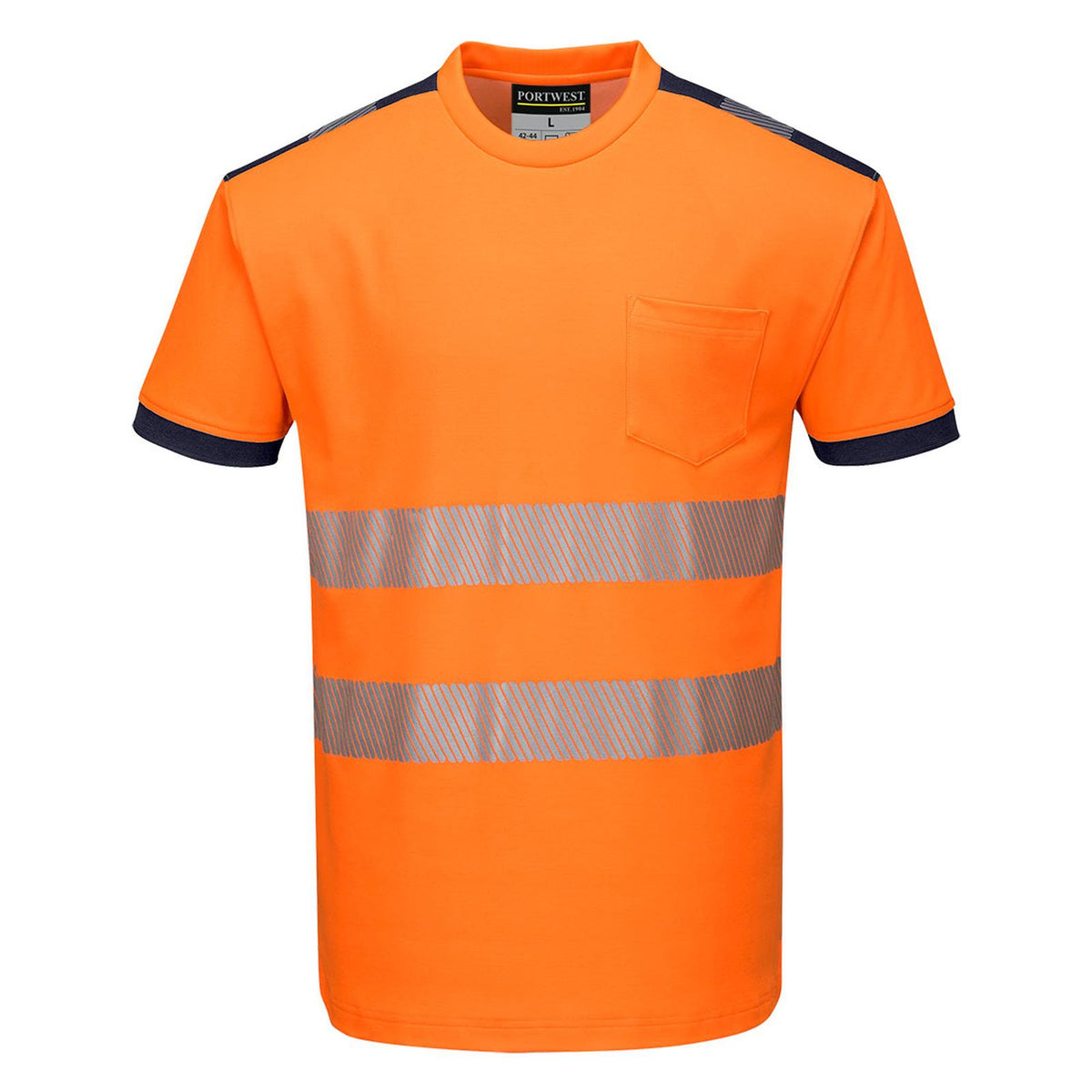 Portwest PW3 T-shirts T181 HiVis UPF35+ UV oranje-marineblauw(ON)