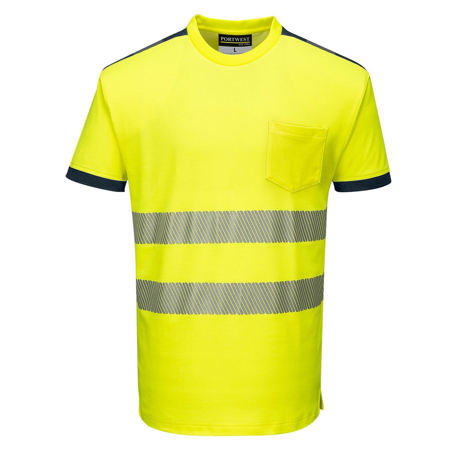 Portwest PW3 T-shirts T181 HiVis UPF35+ UV geel-marineblauw(YN)