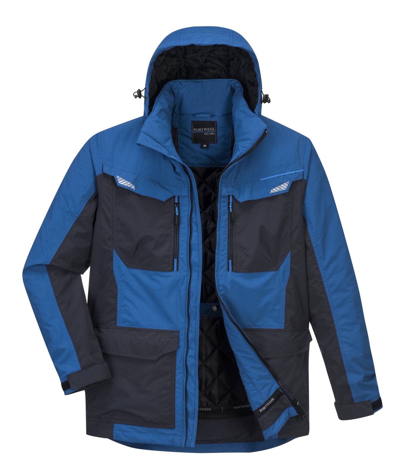Portwest Jassen T740 Waterdicht Afneembare capuchon perzisch blauw(PB)