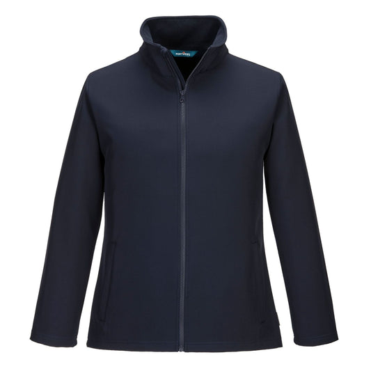 Portwest Regenkleding Softshell Bescherming Alle Weersomstandigheden Jas TK21 Print & Promo softshell (2L) dames marineblauw(NV)
