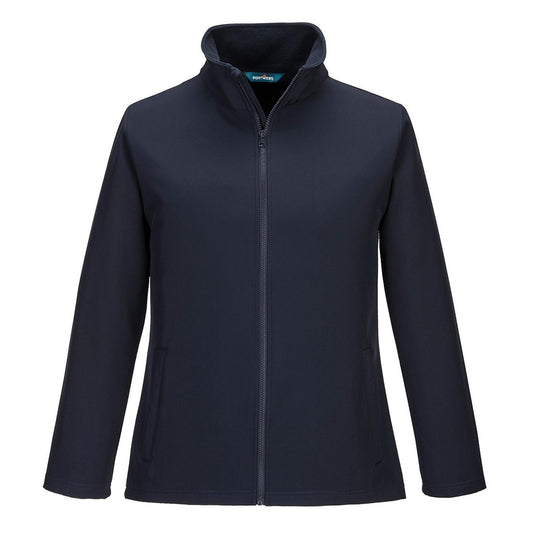 Portwest Regenkleding Softshell Bescherming Alle Weersomstandigheden Jas TK21 Print & Promo softshell (2L) dames donker marineblauw(NV)