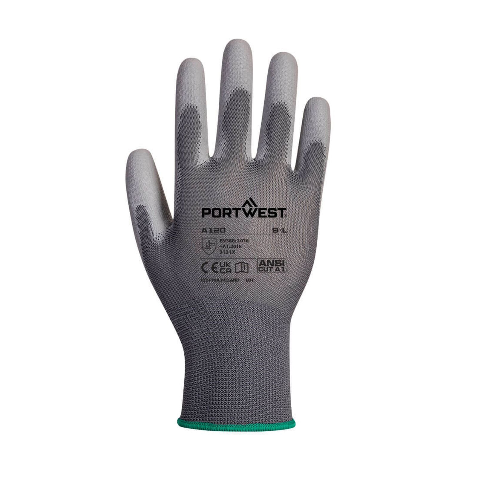 Portwest Handbescherming Handschoenen Automaat VB120 PU Palm algemeen gebruik (288 pr) grijs(G7)