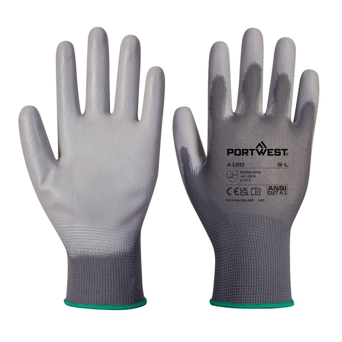 Portwest Handbescherming Handschoenen Automaat VB120 PU Palm algemeen gebruik (288 pr) grijs(G7)