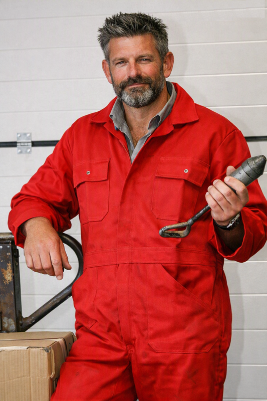 Woltex Overalls Drukknoop rood