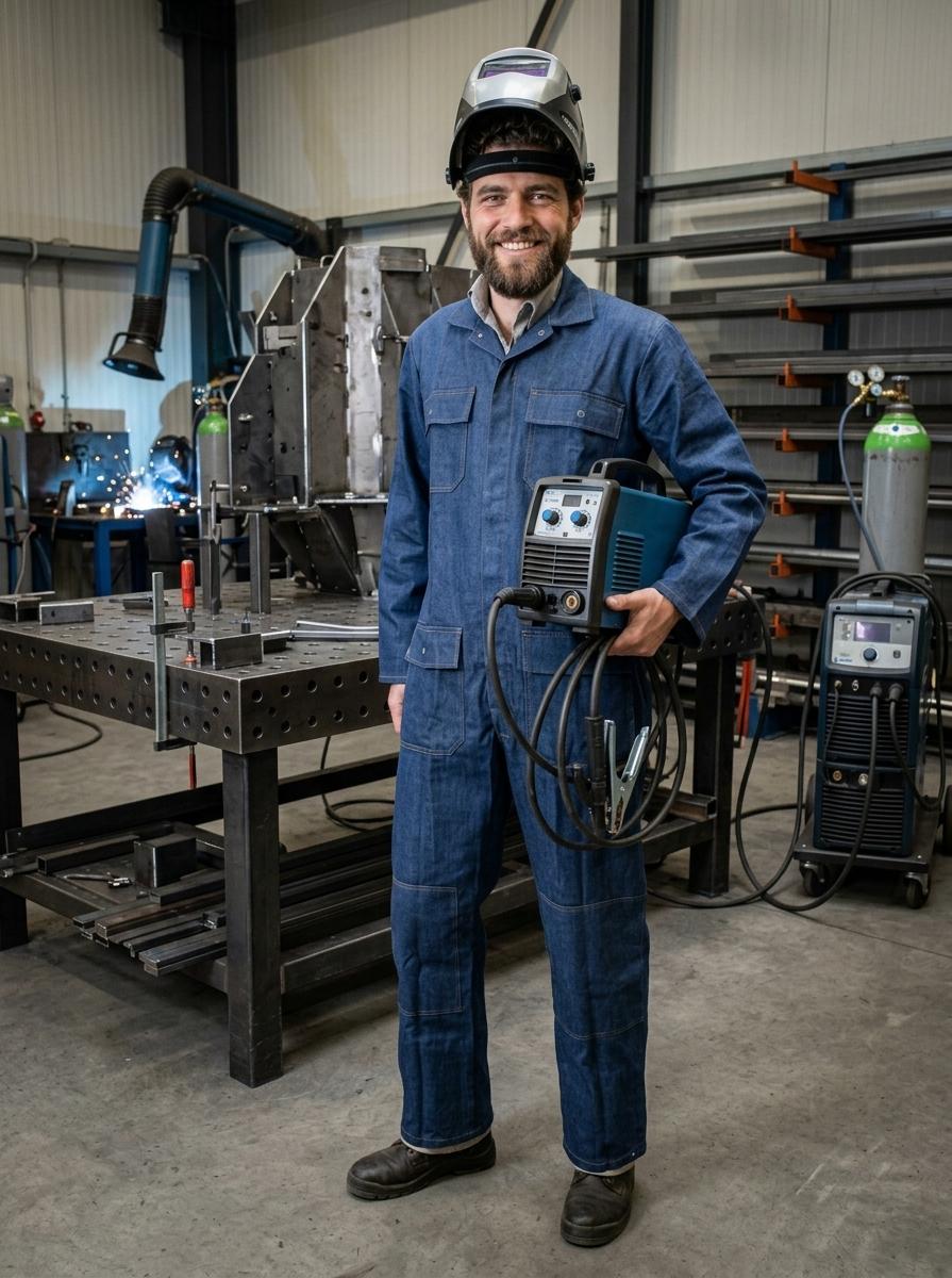Woltex Overalls Katoen Vlamvertragend met knopen kobaltblauw