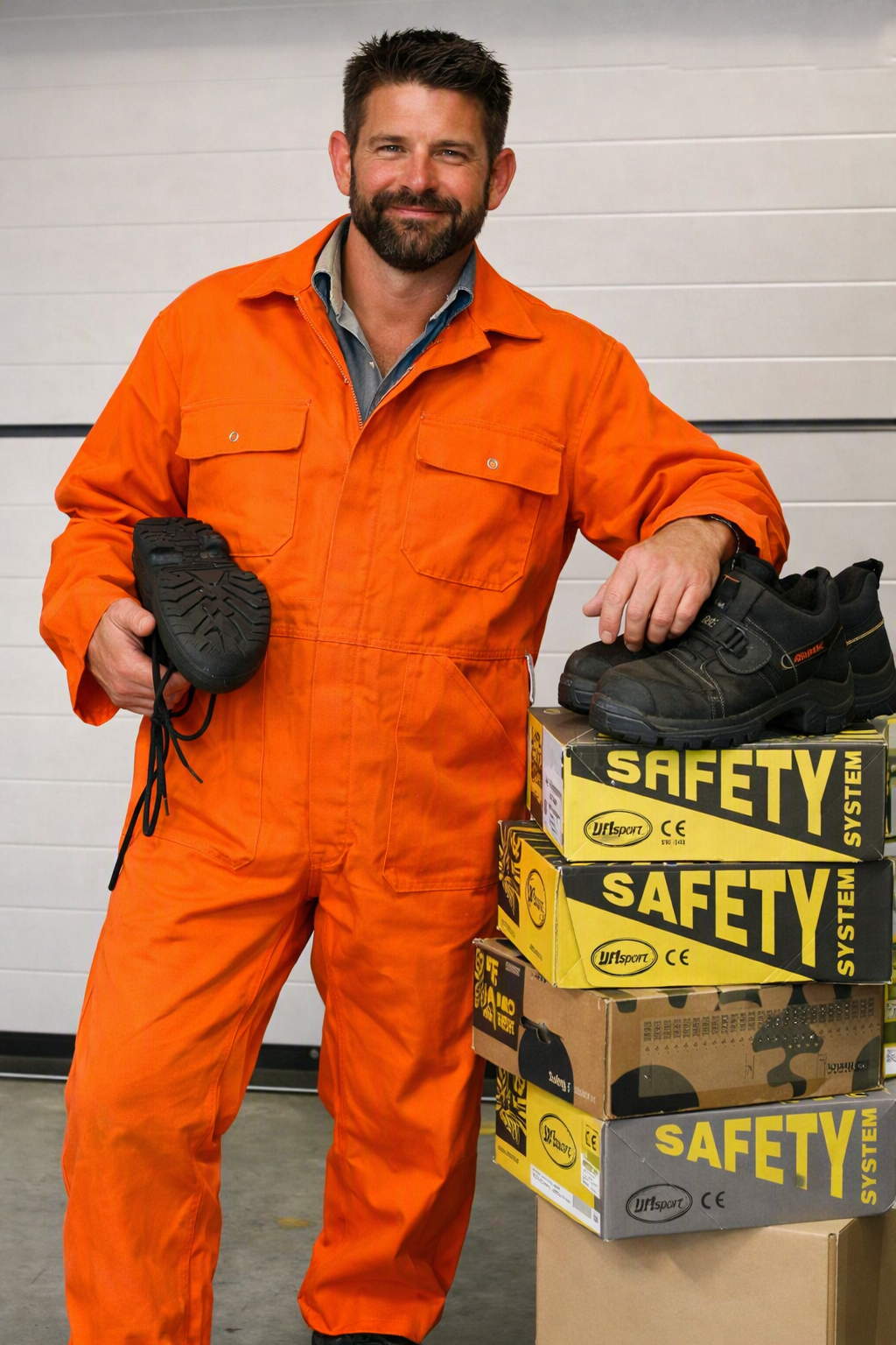 Woltex Overalls katoen drukknoop oranje
