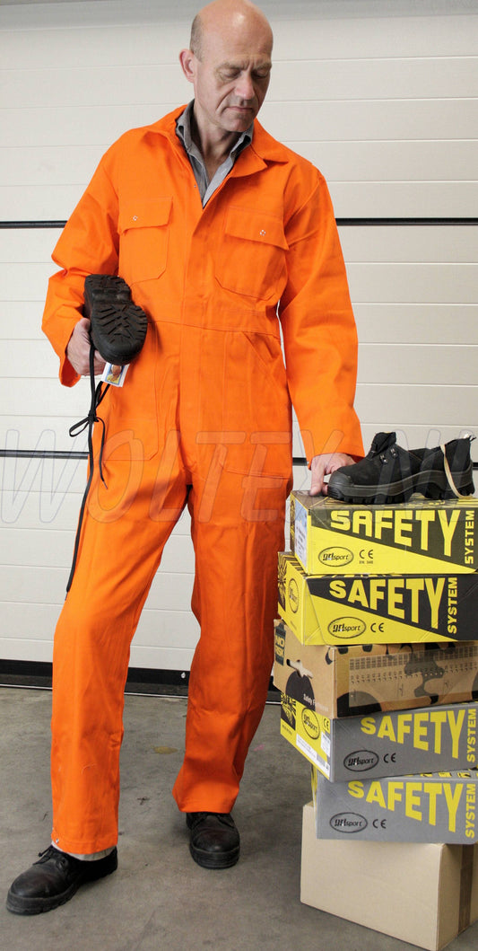 Woltex Overalls katoen drukknoop oranje