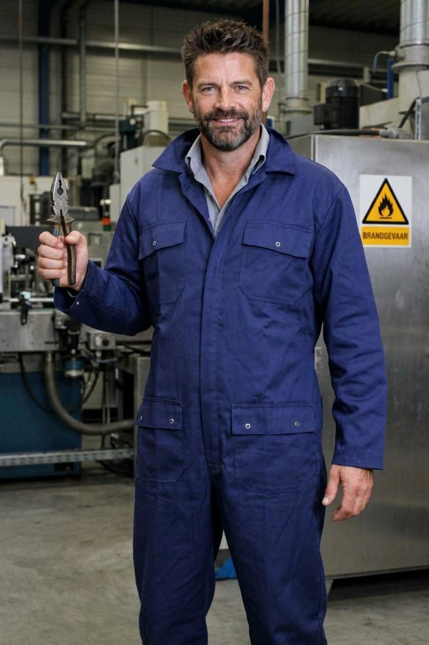 Woltex Overalls Katoen Vlamvertragend klep/drukkers donkerblauw