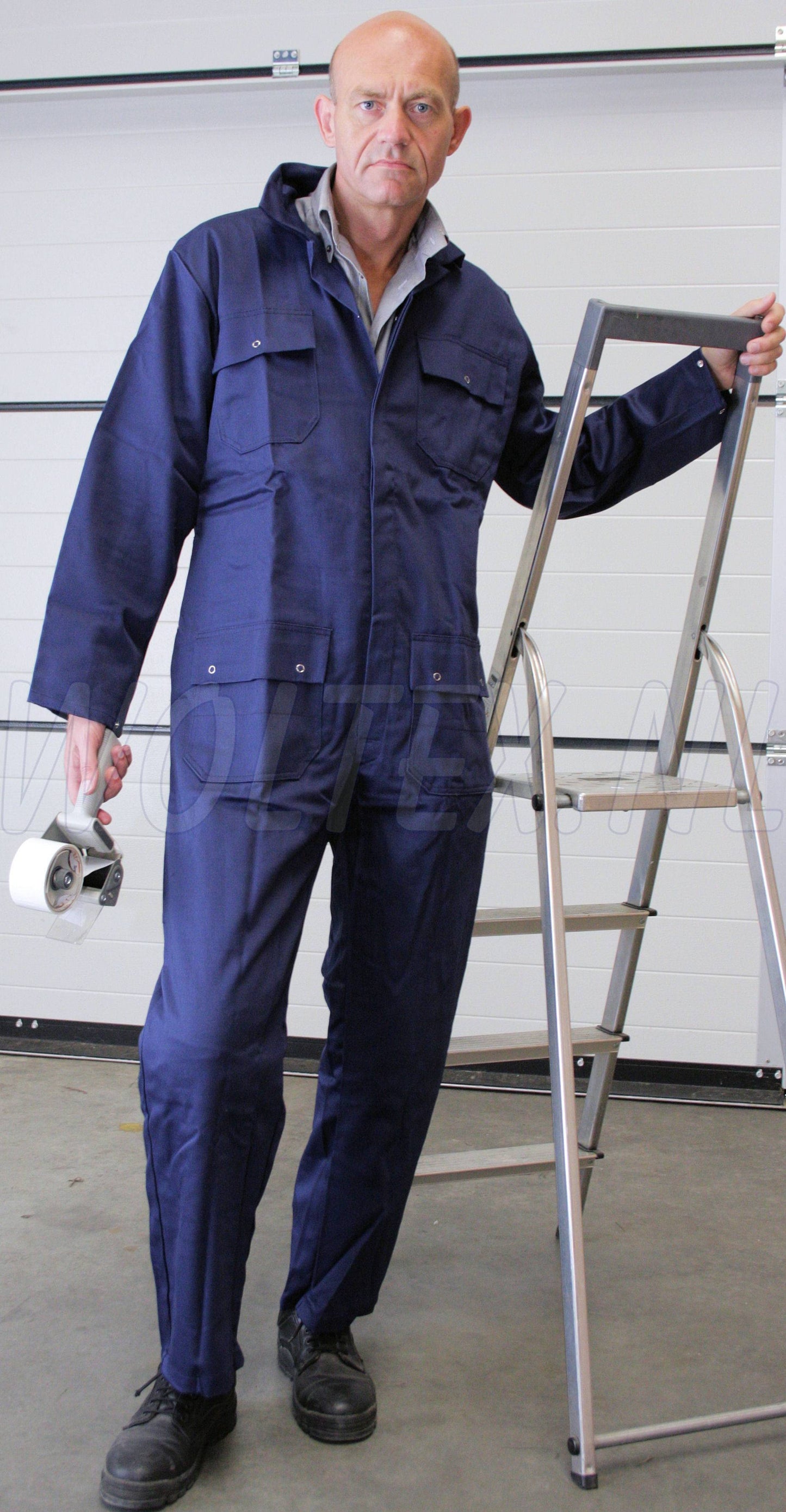 Woltex Overalls Katoen Proban klep/drukkers blauw donkerblauw