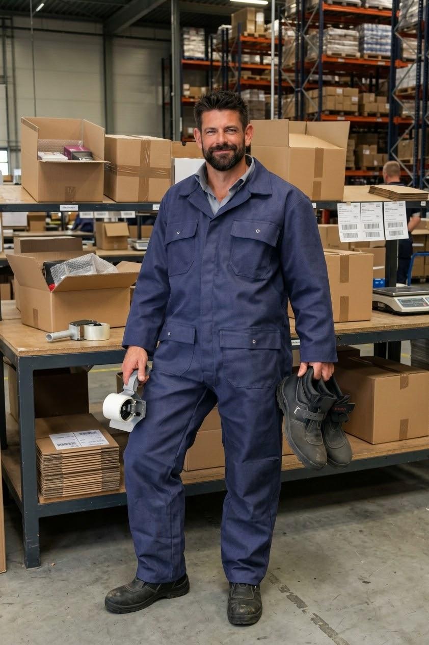 Woltex Overalls Teca-M Antistatisch Vlamwerend drukknopen donkerblauw