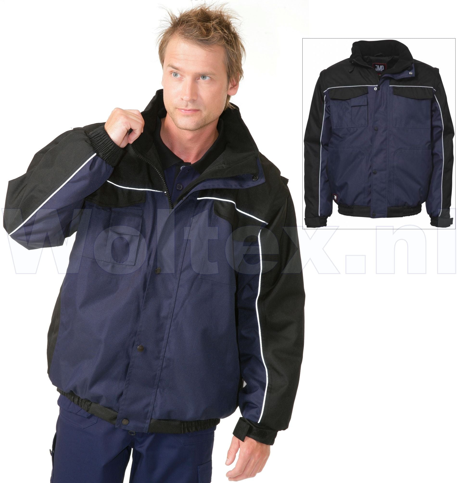 JMP Wear Jassen Alaska Afritsbare mouwen Winddicht- waterdicht donkerblauw